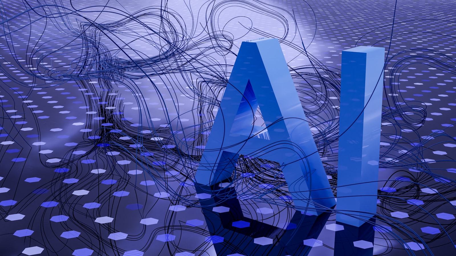 Visualização abstrata de inteligência artificial e fluxos de dados